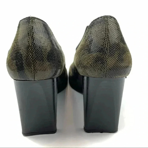 Nina heels size 6.5 leather army green camo 90s - Picture 3 of 12